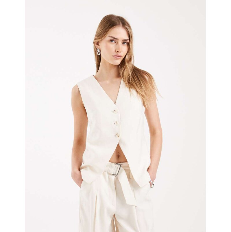 ONLY tailored waistcoat co-ord in cream-White 114969409