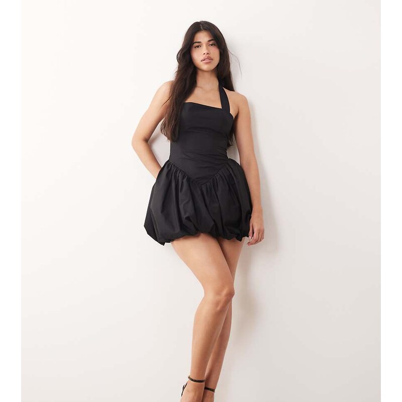 Kaiia exclusive square halterneck volume puffball mini dress in