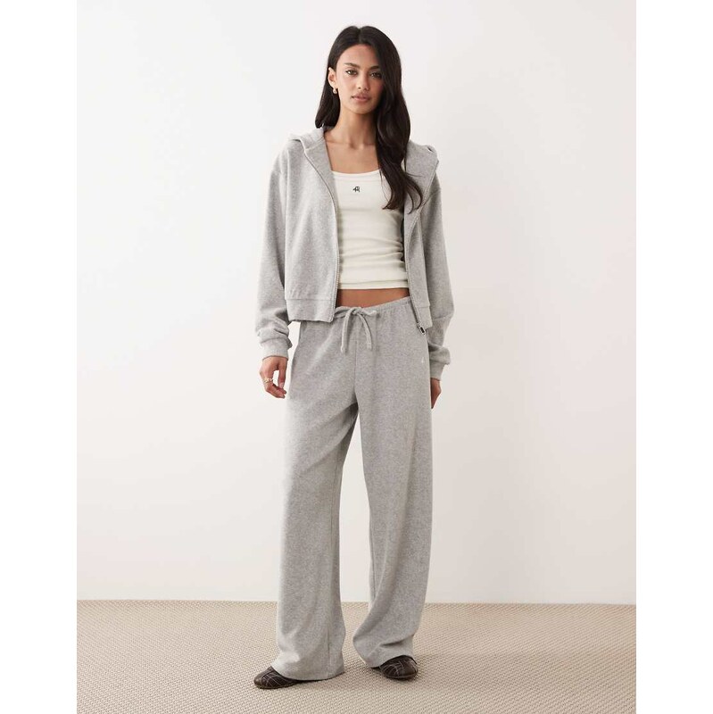 4th & Reckless cotton rich towelling tie waist wide leg joggers co-ord 114962221