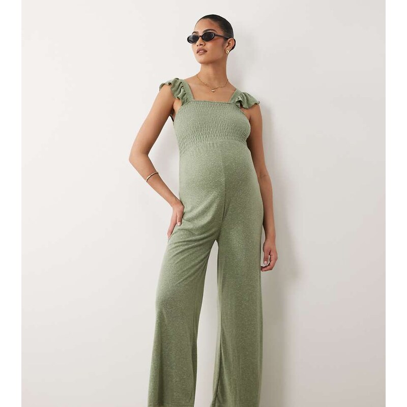 Mama.licious Mamalicious Maternity shirred bust jersey wide leg