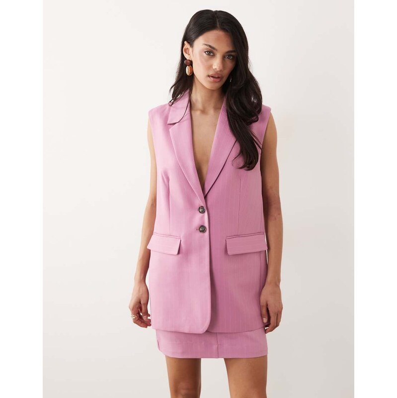 YAS longline tailored waistcoat co-ord in mauve pink