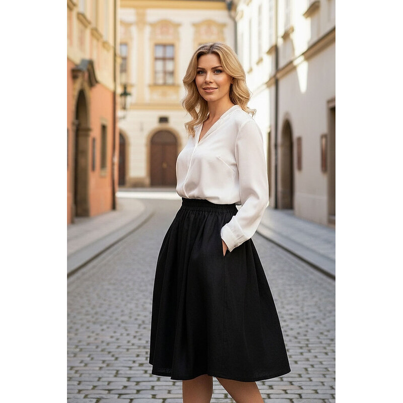 Autorská česká sukně Lotika ze 100% lnu Premium quality 99488583