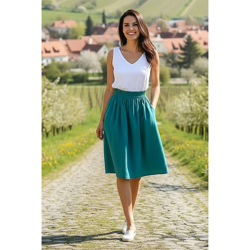 Autorská česká sukně Lotika ze 100% lnu Premium quality 94537481