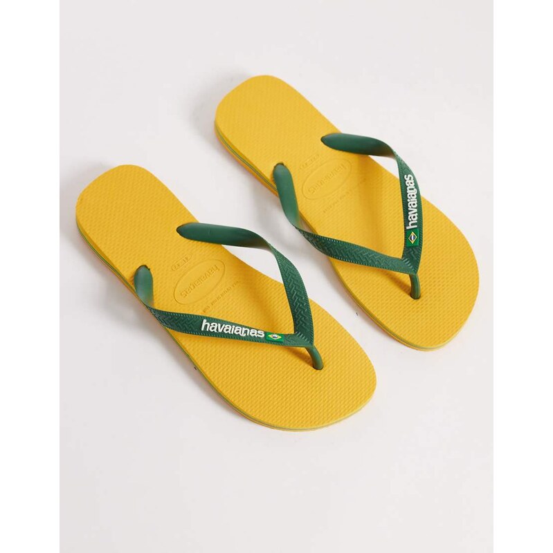 Havaianas unisex Brazil logo flip flops in yellow 114962276