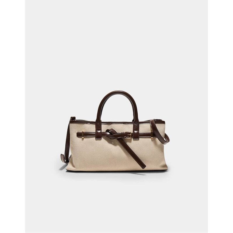 Stradivarius Canvas tote bag in ecru-White 114962356