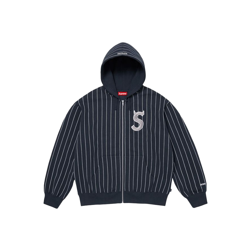 Supreme Devil S Logo Zip Up Hooded Sweatshirt Stripe