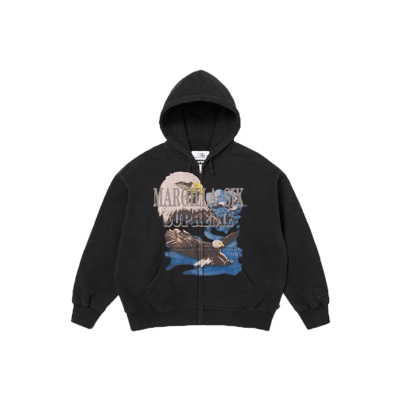 Supreme MM6 Maison Margiela Eagle Zip Up Hooded Sweatshirt Black