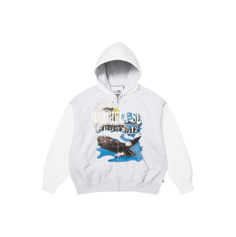 Supreme MM6 Maison Margiela Eagle Zip Up Hooded Sweatshirt Ash