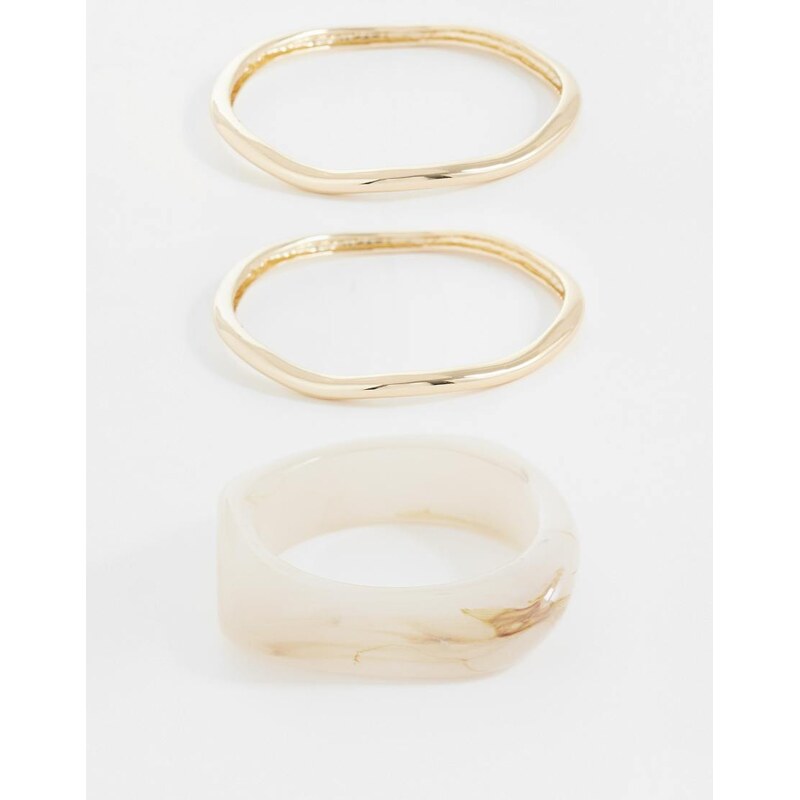 ASOS DESIGN 3 pack of bangles in natural resin and gold tone 115522772