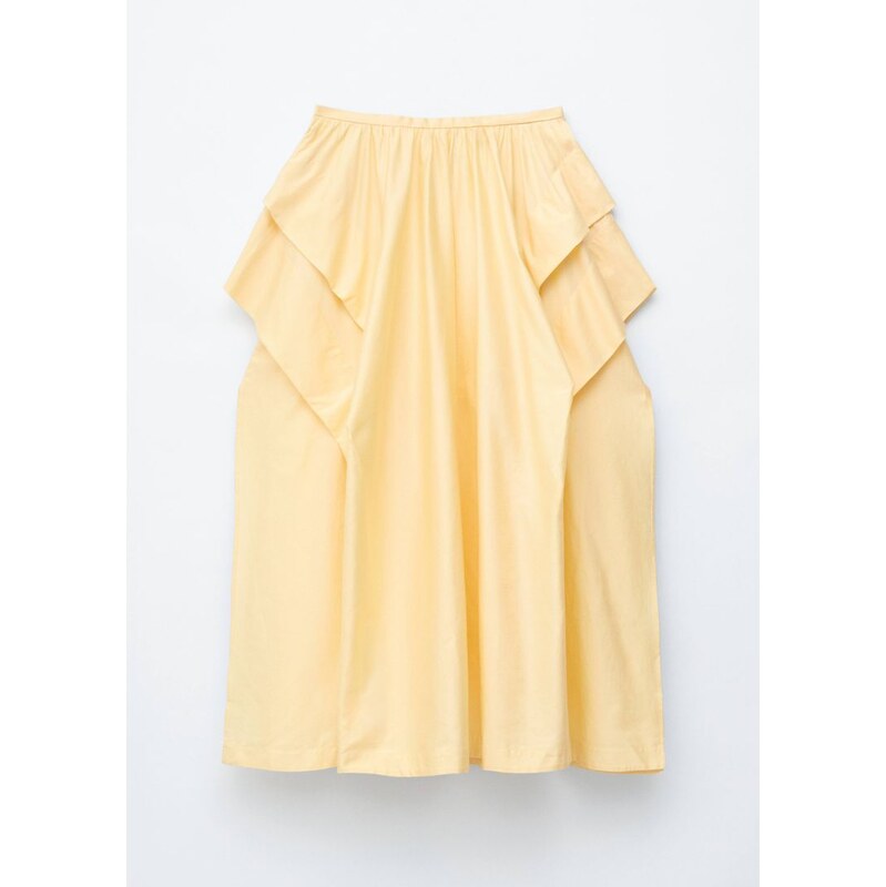H&M - Nařasená Bavlněná Midi Sukně - žlutá 114962773