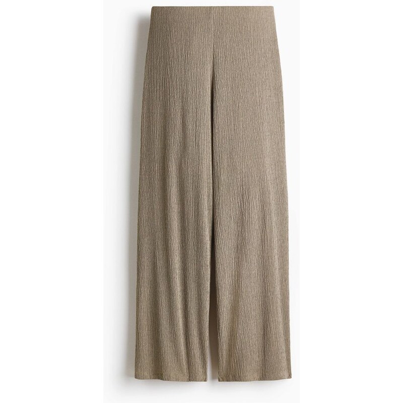 H&M - Rovné mačkané kalhoty - zelená 114962763