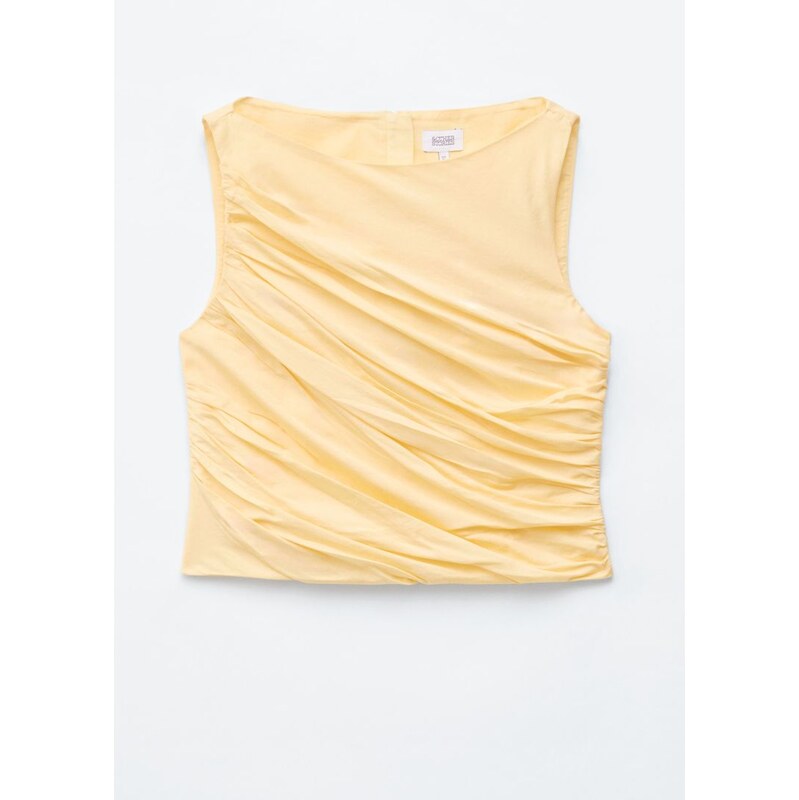 H&M - Texturovaný tops lodičkovým výstřihem - žlutá 114962779