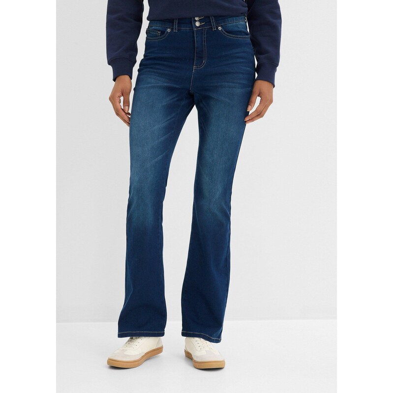 bonprix Džíny Bootcut, Mid Waist, tvarující modrá Žena