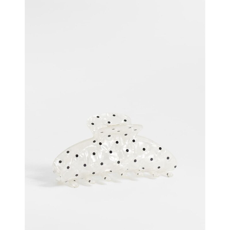 ASOS DESIGN hair claw clip in pearlised with polka dots-Multi 114969513