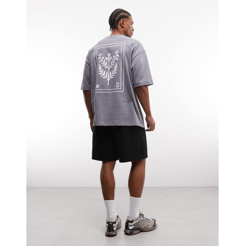 ASOS DESIGN heavyweight oversized t-shirt with leaf graphic in