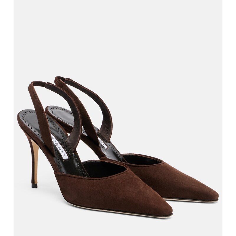 Manolo Blahnik Borelapla suede slingback pumps
