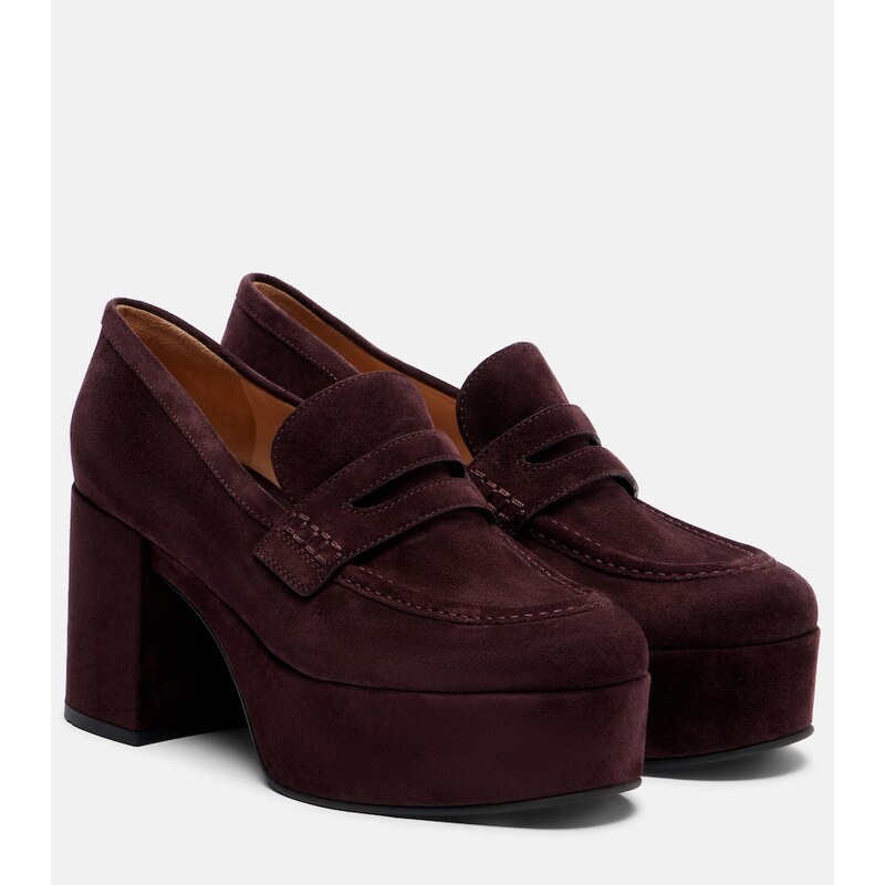 Gianvito Rossi Jenna suede platform penny loafers