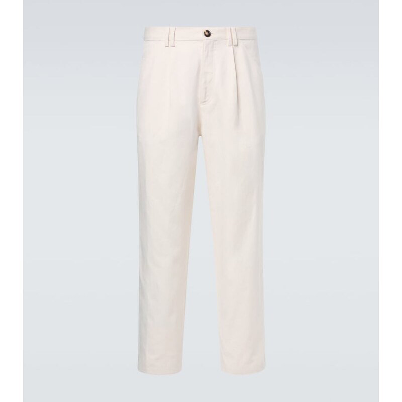 Brunello Cucinelli Cotton and linen canvas straight pants