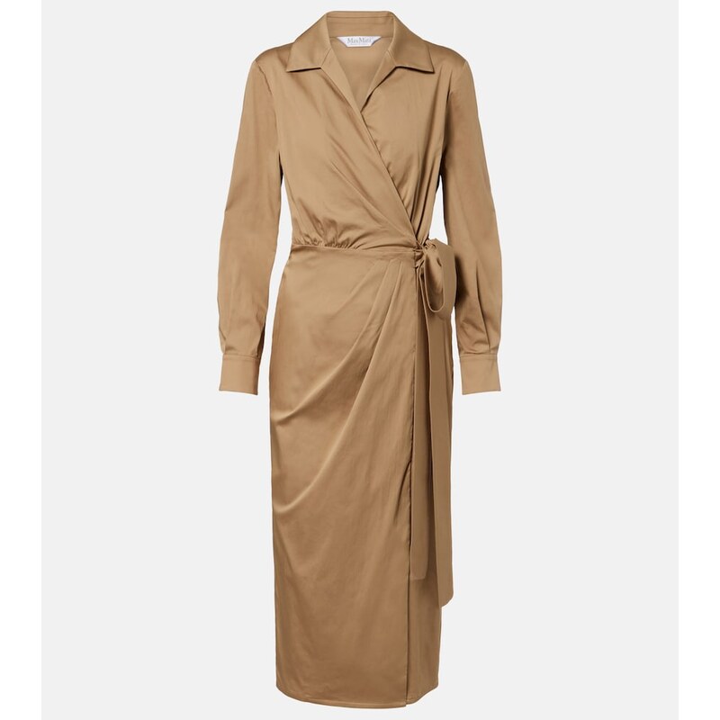 Max Mara Beta cotton-blend satin wrap dress