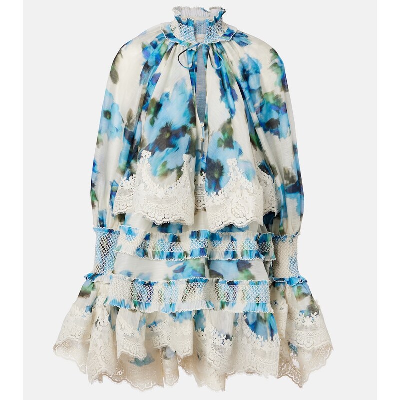 Zimmermann Floral lace-trimmed minidress