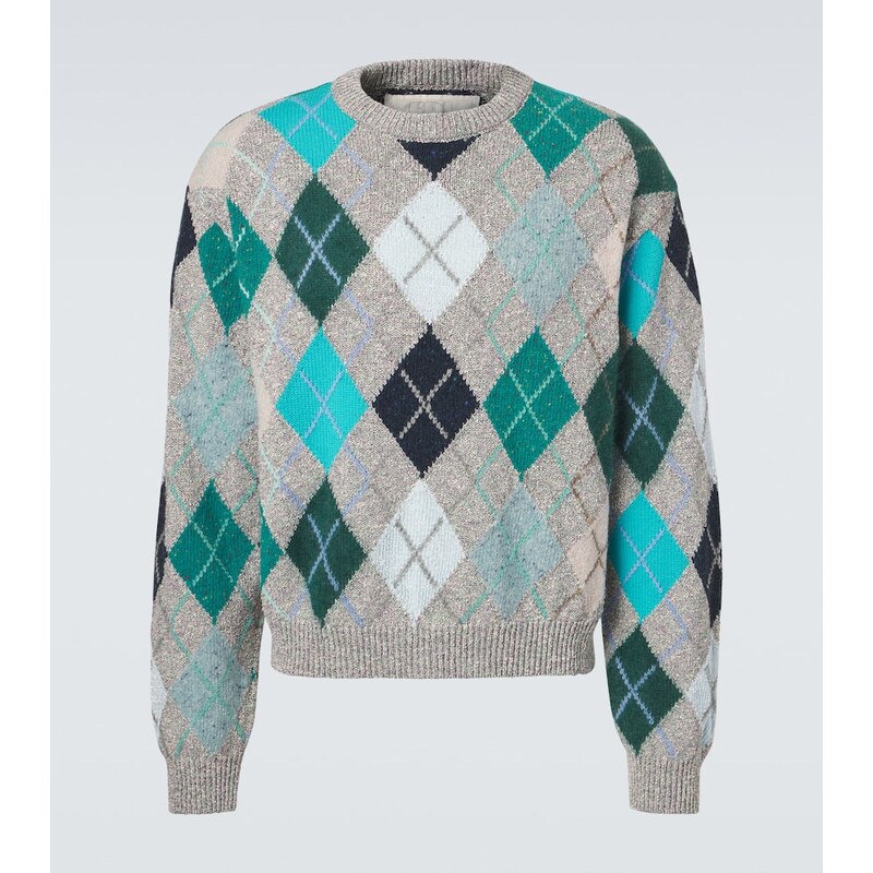 ERL Argyle wool and cotton-blend sweater