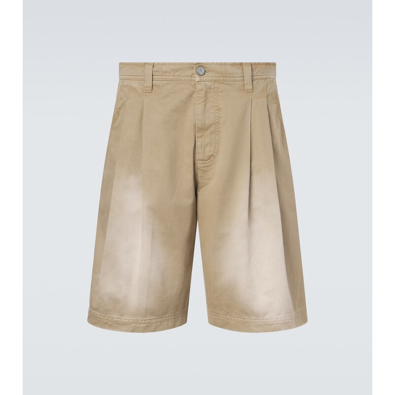 ERL Pleated cotton twill Bermuda shorts