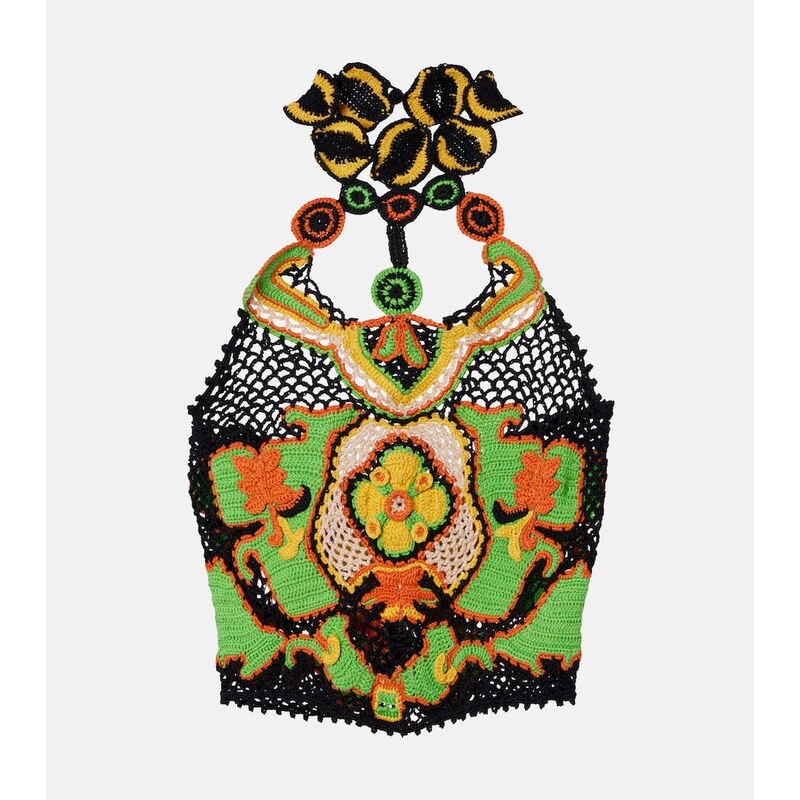 Etro Floral crochet cotton crop top
