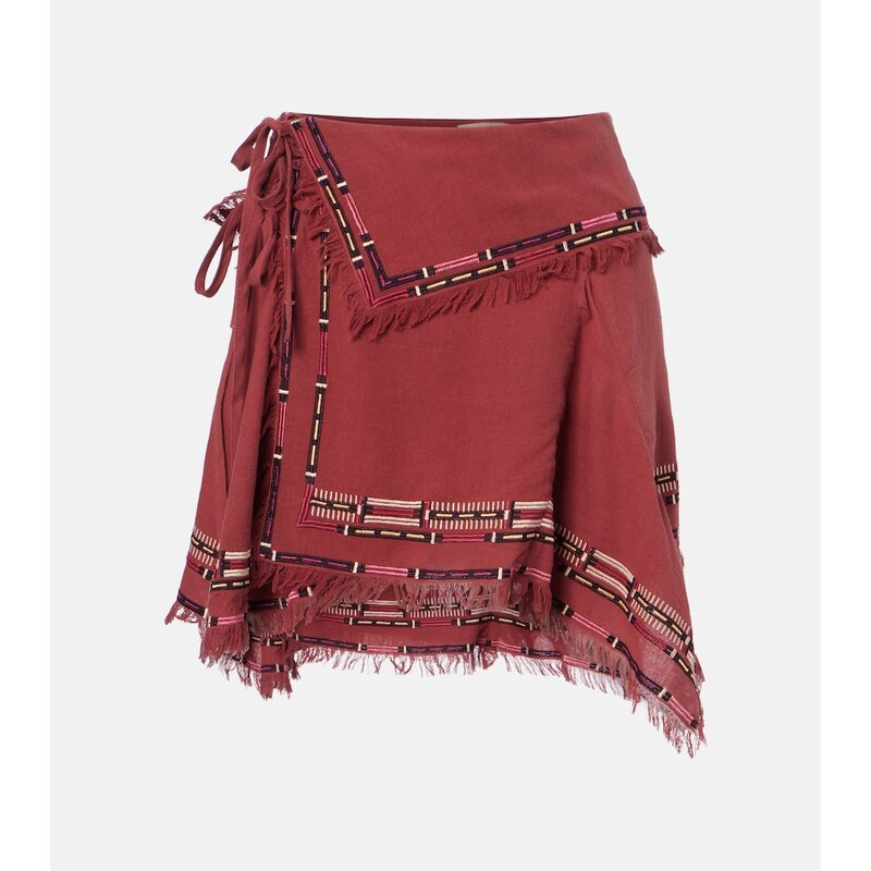 Isabel Marant Feriel embroidered silk wrap skirt