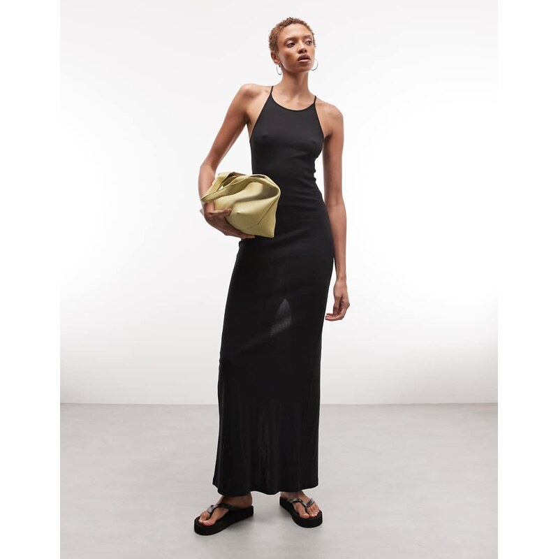 Weekday racer back maxi dress in black 115052281
