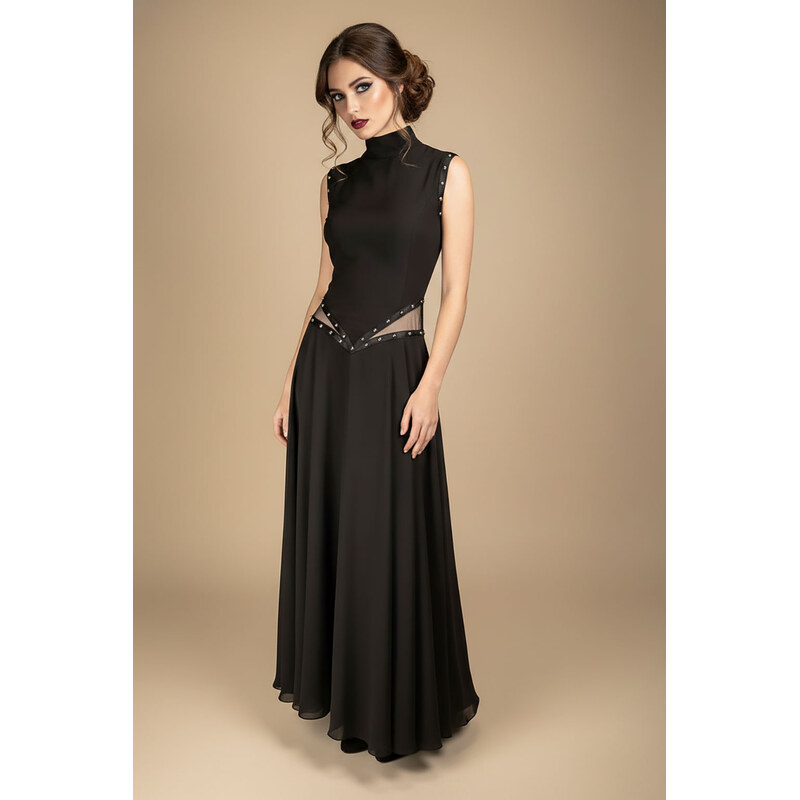 MANON Silver Cut Noir — jedinečné šifonové šaty 114857181