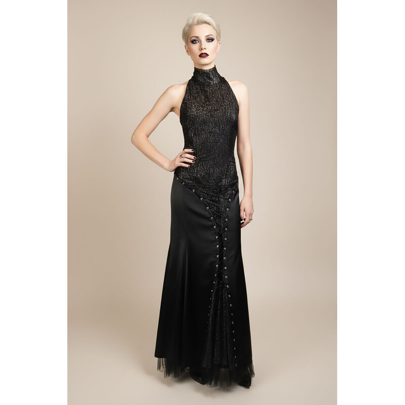 MANON Lace-Up Lurex Noir — jedinečné šaty 114857185