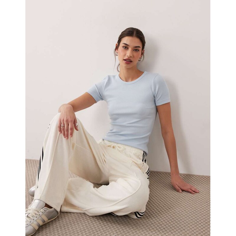 JJXX Frankie ribbed t-shirt in light blue