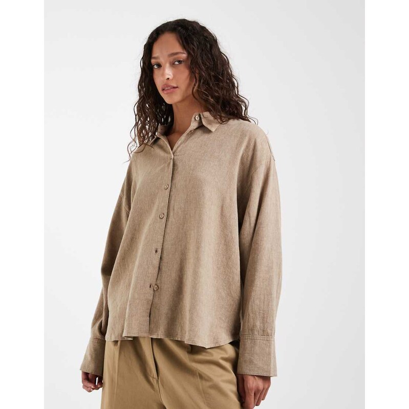 JJXX linen blend shirt in beige-Neutral