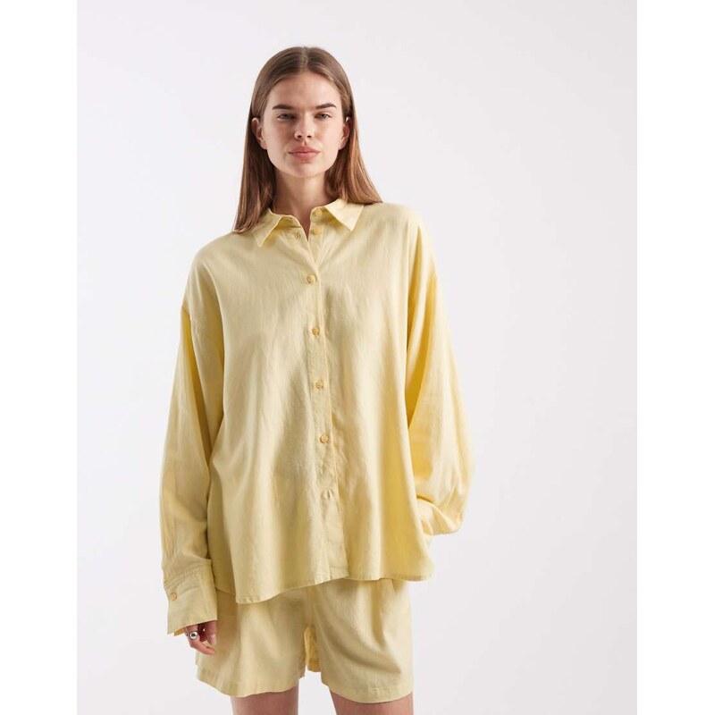 JJXX co ord linen blend shirt in butter yellow 115520659