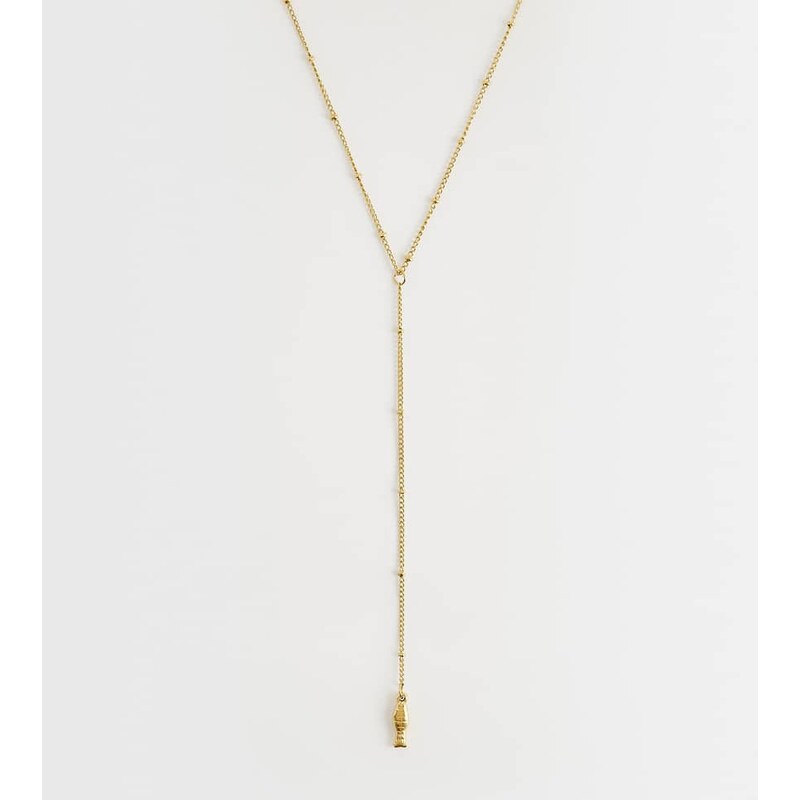 Lost Souls lariat fish pendant necklace in 18ct gold plated stainless 114969373