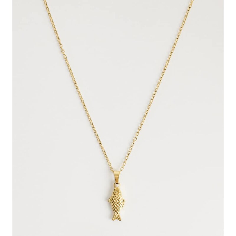 Lost Souls fish pendant necklace in 18ct gold plated stainless steel 114969374