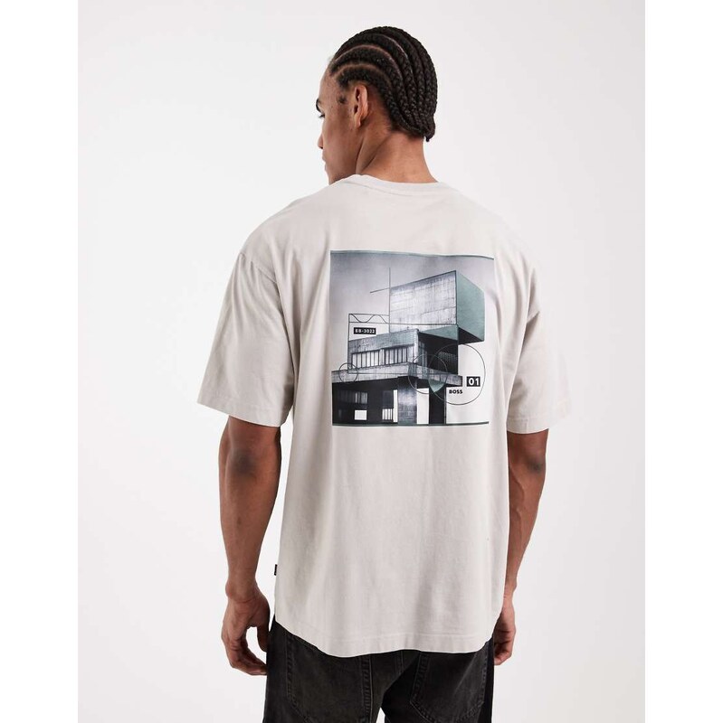 BOSS Orange Hugo Boss relaxed fit graphic t-shirt in grey
