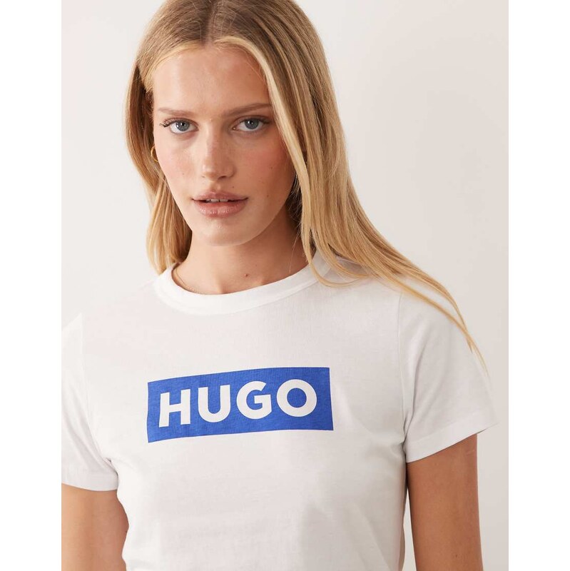 HUGO Blue classic box logo t-shirt in white