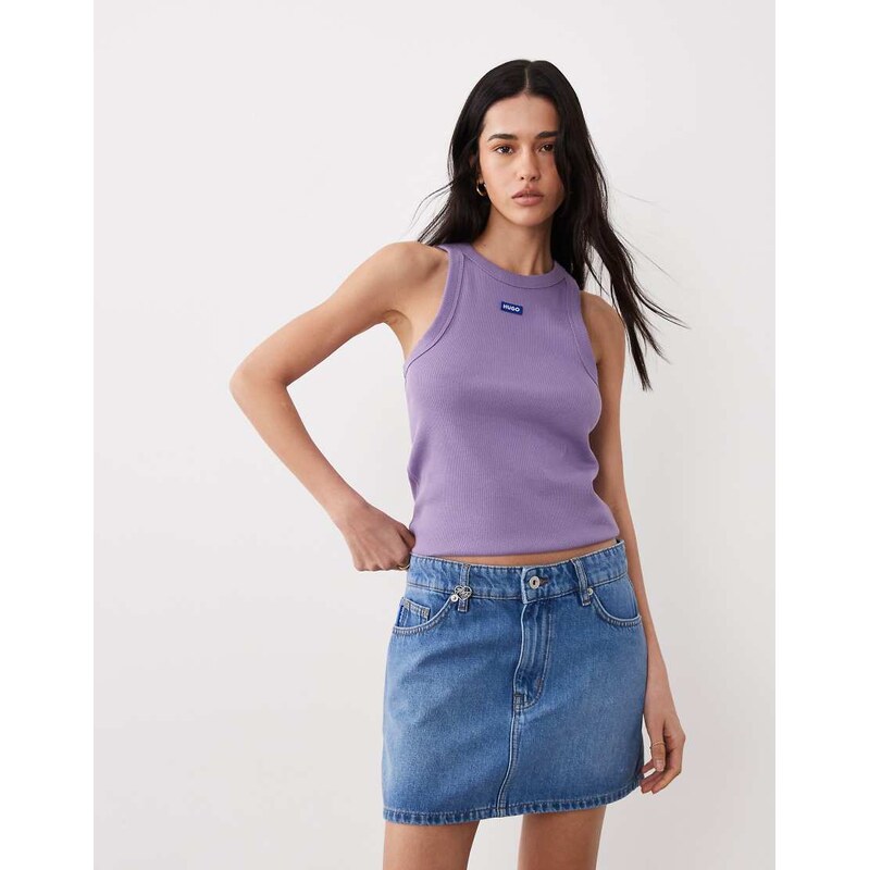 HUGO Blue galanie denim mini skirt in mid blue 114969647