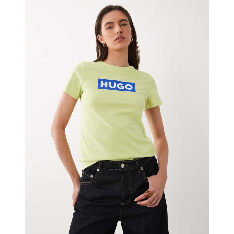 HUGO Blue classic box logo t-shirt in green