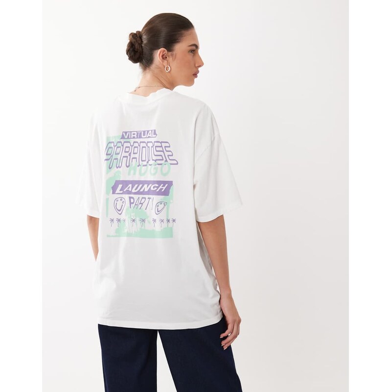 HUGO Blue oversized fit t-shirt in white