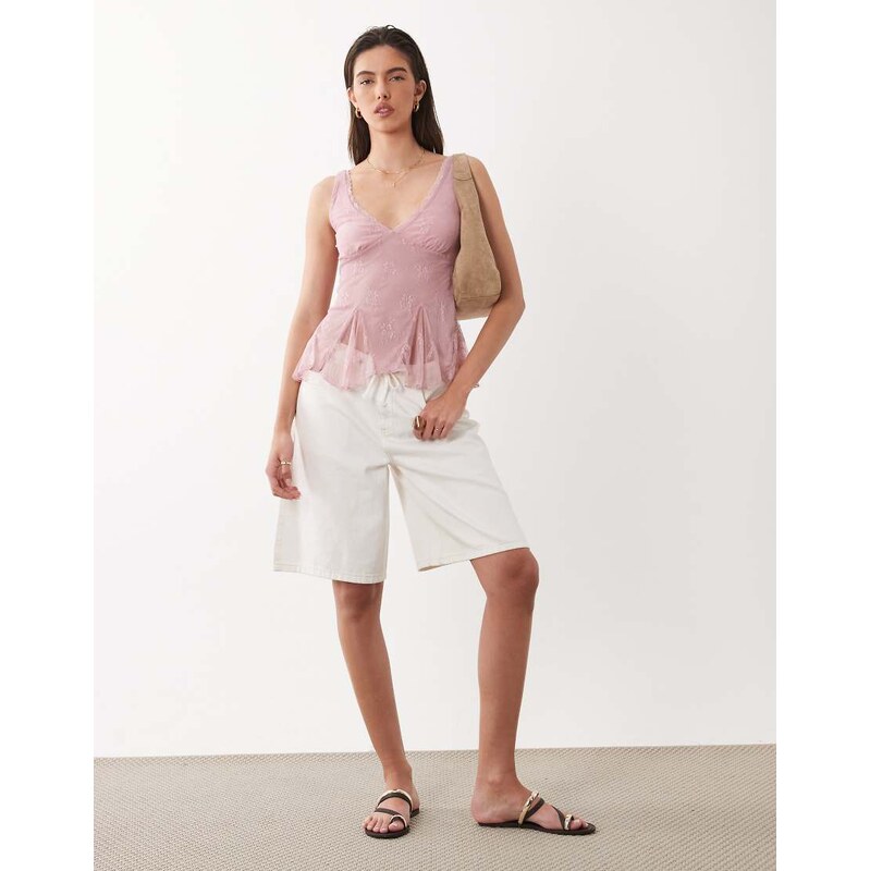 Cotton On elsie babydoll tank in blush cloud-Pink
