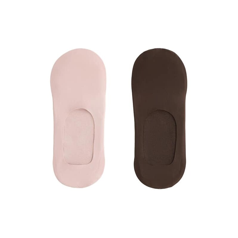 OYSHO 2 pairs of invisible microfibre high cut socks in pale pink 114969797
