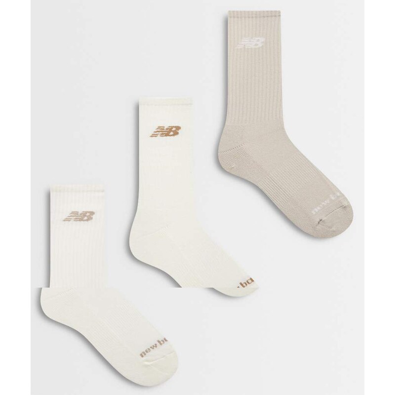 New Balance everyday seasonal crew socks 3 pack in neutral-Multi