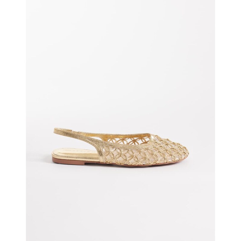 ASOS DESIGN Lure weave detail slingback ballets in gold 115517416