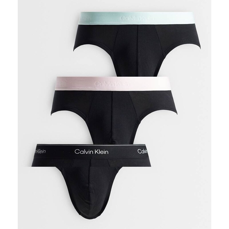 Calvin Klein Icon Cotton Stretch 3 pack hip briefs in black with