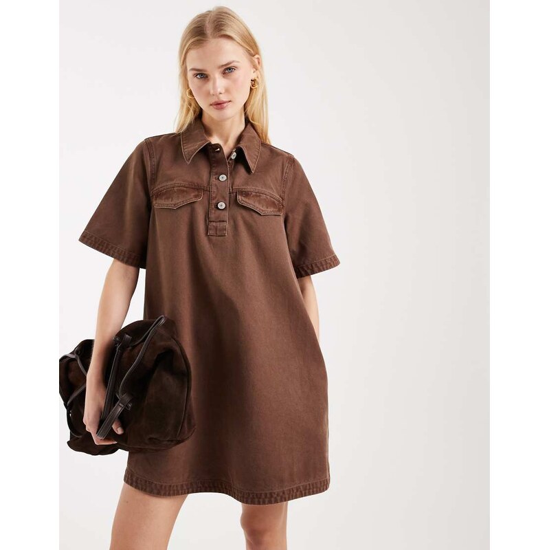 Tommy Jeans a-line mini dress in brown