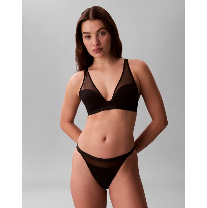 Calvin Klein Signature Modal Sheer Mesh lightly lined plunge bra in 114969293