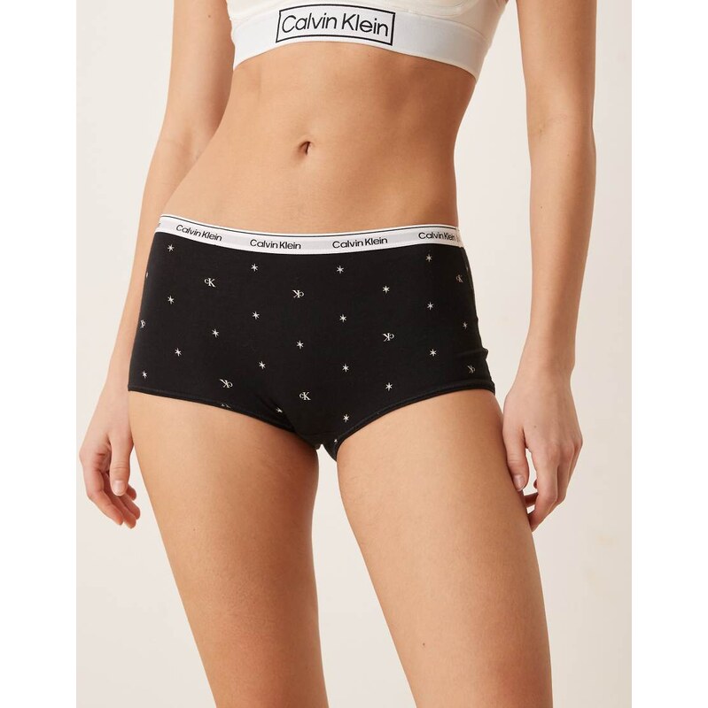 Calvin Klein Icon Logo boy shorts in black print 114969294