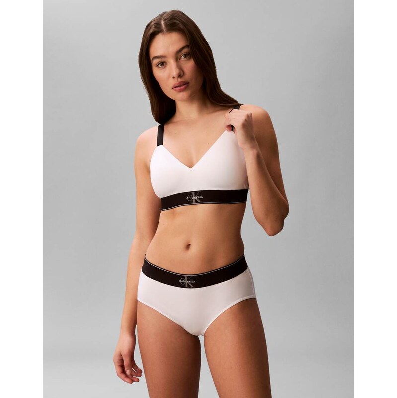 Calvin Klein Graphic Logo lightly lined bralette in white 114969289